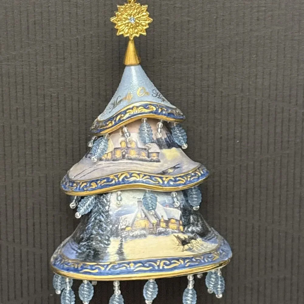 Thomas Kinkade Classic Ornaments, 2 Decorated Christmas Tree, White & Nativity